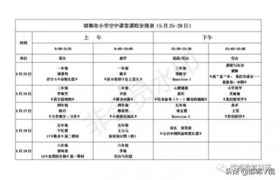 ​“空中课堂“5月25日---5月29日课表来了